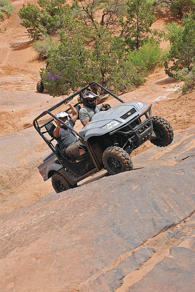 Haloti Ngata (right) and his cousin Reno Fonna riding in Moab